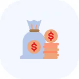 Money bag and coins icon representing affordable fractional CMO cost