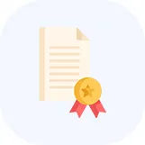 Document with gold award medal icon representing quality results