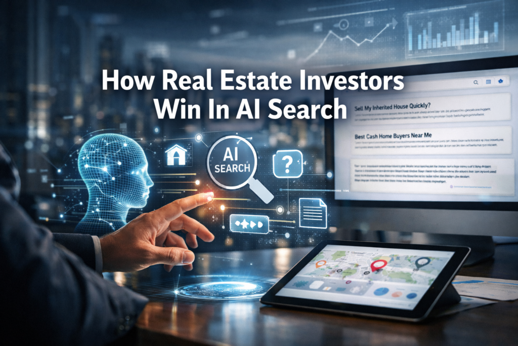 Real estate investor using AI search tools to analyze seller intent